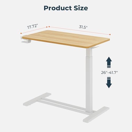 32''Large Medical Overbed Bedside Table with Wheels,Rolling Table - Image 3