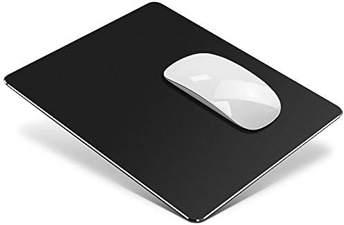 Metal Aluminum Mouse Pad, Office and Gaming Thin Hard Mouse Mat Double Sided Waterproof Fast and Accurate Control Mousepad for Laptop, Computer and PC,9.45 X 7.87 Inch,Black by HONKID