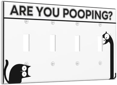 Decorative Switch Plate Covers Funny Bathroom Art with Are You Pooping 4 Gang Light Switch Cover Plate Quad Toggle Wall Plate 4 Hole Electrical Switchplatedimmer Faceplate for Country Decor - Image 2