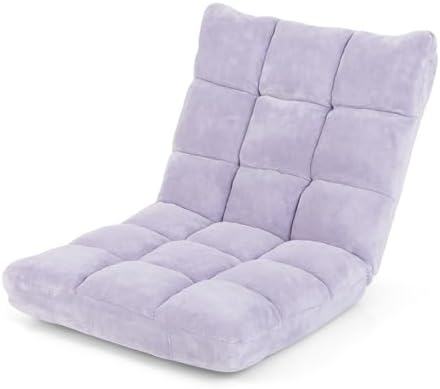 COSTWAY Floor Chair, Video Gaming Chairs with Back Support (Lavender) by COSTWAY