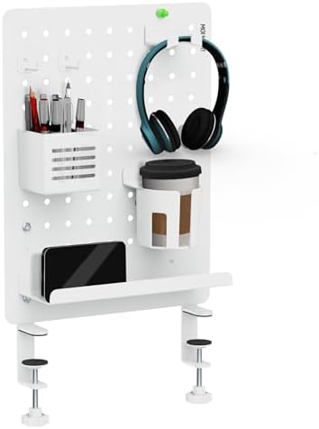 Mount-It! Clamp-On Desk Pegboard Organizer, White - Image 2
