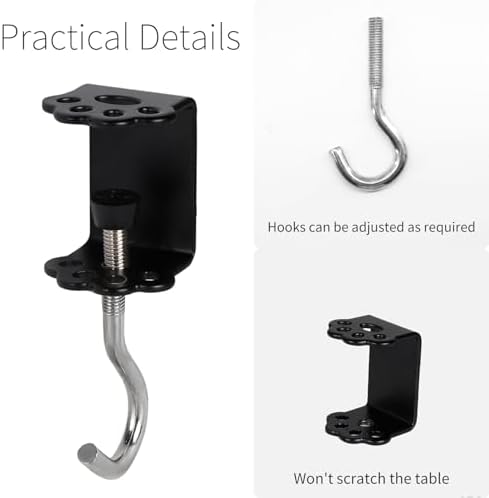 Desk Mount Bag Holder Hook Clamp-On Backpack Hanger Portable Headphones Holder, Reduce Desk Clutter, Black (Pack of 2) - Image 5