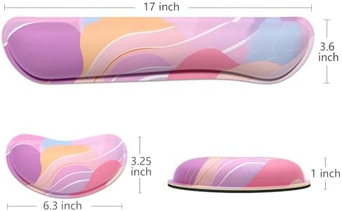 Dapesuom Enlarge Keyboard Wrist Rest, Memory Foam Wrist Cushion for Desk Mats Support, Typing Pain Relief Keyboard Mouse Pad Rests Set with Non-Slip Base for Gaming Laptop Computer, Purple Abstract - Image 6