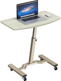 SHW Mobile Height Adjustable Laptop Rolling Cart w/Lockable Wheels, Maple by SHW
