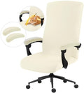 DIVA EN CAMINO DEC Stretch Computer Office Chair Cover with Armrest Covers Durable Zipper Universal Spandex Rotating Boss Chair Slipcovers Anti-dust Soft Desk Chair Seat Protector, Cream by DivaenCamino