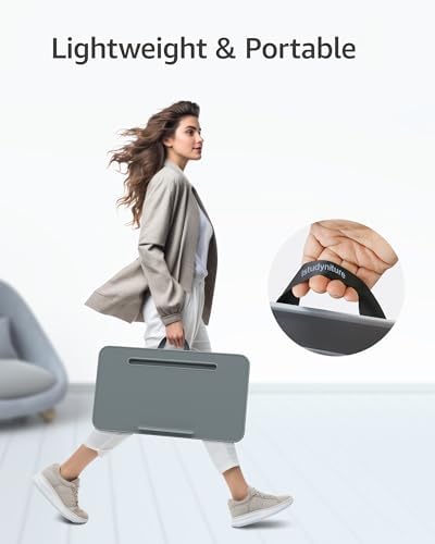 Istudyniture Lap Desk with Washable Cushion – Fits up to 17-Inch Laptops – Portable Laptop Desk & Stand – Bed desks & Tray for Writing, Reading, Working, Gaming on Bed, Couch, Floor – Large, Grey - Image 4