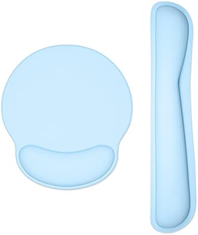 Dapesuom Keyboard Wrist Rest and Mouse Pad with Wrist Support, Memory Foam Cushion for Keyboard and Mouse Set, Ergonomic Desktop Pad Rests with Non Slip Base for Easy Typing & Pain Relief, Sky Blue by Unknown