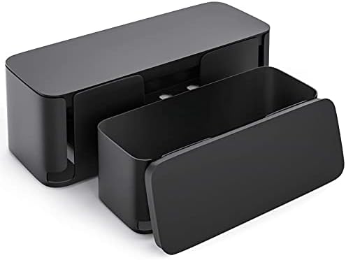 YECAYE 2 Pack Cable Management Box, Pet Friendly Cable Box Organizer for Home & Office, Child-Proof Floor Cord Cover, Cord Management and Cord Hider, Black by Yecaye