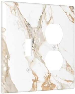 Decorative Outlet Covers Abstract Luxury White Gold Marble 2 Gang Combination 1 Toggle/1 Duplex Light Switch Cover Gfci Wall Plate Electrical Receptacle Switchplate for Bedroom Decor - Image 2