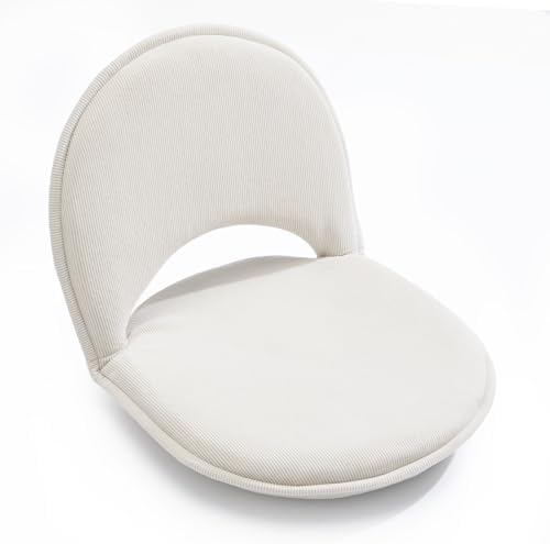 YOUKEEEJOJO Floor Chair 5-Position Adjustable Back Support Chair Foldable Camping, Floor Lounger,Corduroy Fabric, Video-Gaming Reading Watching, Indoor Outdoor Use(Beige) by Unknown