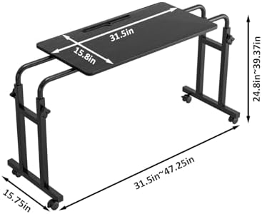 Furist Overbed Table with Wheels, Adjustable Height & Length Heavy Duty Hospital Bed Table, Rolling Recliner Desk and Laptop Table for Adults, 47.25-Inch Wide - Image 2