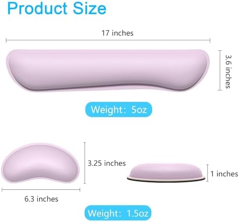 Dapesuom Keyboard Wrist Rest Set, Cute PU Leather Wrist Cushion for Computer Keyboard and Mousepad, Memory Foam Mouse Pad Rests Support with Non-Slip Base for Typing Pain Relief, Laptop, Queen Pink - Image 6