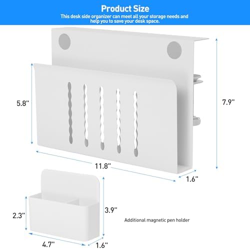 MAXECHO Desk Side Storage, Under Desk Laptop Mount, Table Side Hanging File Organizer, No Drill Clamp On Cable Management Tray, Laptop Holder with Magnetic Pen Holder for Office and Home, Load 22 Lbs - Image 5