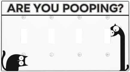 Decorative Switch Plate Covers Funny Bathroom Art with Are You Pooping 4 Gang Light Switch Cover Plate Quad Toggle Wall Plate 4 Hole Electrical Switchplatedimmer Faceplate for Country Decor by JOOJIAO