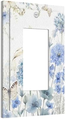 Decorative Outlet Covers Blue Floral Hydrangea Watercolor Wildflower 1 Gang Rocker Light Switch Covers Single Gfci Wall Plate Electrical Receptacle Switchplate Plug Faceplate for Bathroom - Image 2