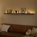 60 inch LED Gaming Floating Shelves for Wall,Solid Wood Long Wall Shelves Set of 1 with Light for Gaming Room,Walnut Rustic Wall Mounted Shelves for Living Room Bedroom Kitchen Garage by ONOTETUT