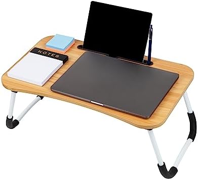 Mind Reader Lap Desk Laptop Stand with Folding Legs, Portable Bed Tray Table for Laptop, Breakfast, Reading, Crafts, MDF, Beige - Image 4