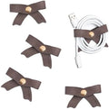 SenseAGE 5 Pack Cord Organizer, Bow Cord Keeper, Cable Organizer USB Holder, Leather Cable Management, Cable Straps, Earphone Winder, Storage Straps for Electronics, Earbuds (Choco Brown, Big) by SenseAGE
