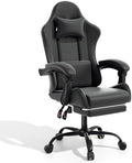 Magshion Video Gaming Computer Chair with Footrest, Black | Ergonomic, Lumbar Support, Adjustable Height, Racing Style, High Back Recliner, Comfy Leather, Swivel Seat, for Home Office by Magshion