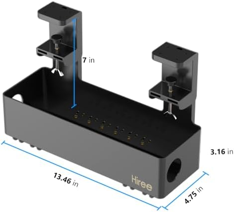 Under Desk Cable Management Tray with 6 AC Power Outlet and Clamp Mount, No Drill Cord Storage Organizers for Wire Management, Standing Desk, Computer Cord Rack for Office & Home (Black) - Image 5
