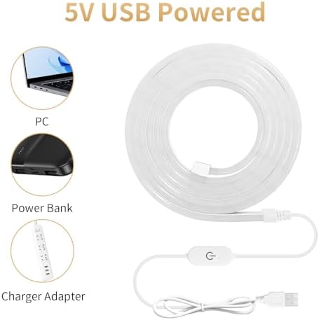 iNextStation 6.56FT 5V USB LED Strip Lights Warm White Neon LED Rope Lights - Image 4