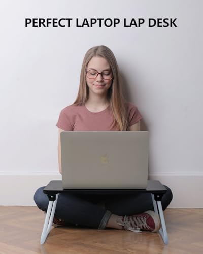 Portable Lap Desk Bed Desk Lap Table Bed Table, Laptop Stand Breakfast Serving Tray, Foldable & Lightweight Mini Table, Lap Tablet Desk for Sofa Couch Floor - - Black - Image 2