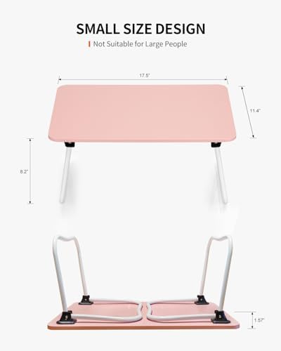 FISYOD Foldable Lap Desk, Laptop Bed Desk, Portable Bed Table, Laptop Stand for Bed & Couch, Lightweight & Mini - Pink - Image 6