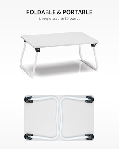Ruxury Foldable Lap Desk Laptop Stand Bed Desk Table Tray, Breakfast Serving Tray, Portable & Lightweight Mini Table, Lap Tablet Desk for Sofa Couch Floor - White - Image 5