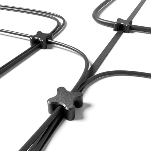 Magnetic Cable Organizer – Desktop Multipurpose Cord Keeper & Cable Management Clip for Home & Office (Black Cross 20Pcs) by Unknown