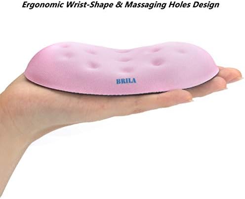 BRILA Ergonomic Memory Foam Mouse Wrist Rest Support Pad Cushion for Computer, Laptop, Office Work, PC Gaming - Massage Holes Design - Wrist Pain Relief (Pink Mouse Wrist Rest) - Image 4