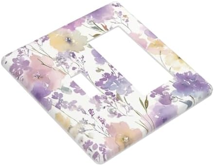 Decorative Outlet Covers Purple Floral Watercolor Wildflower 2-Gang Combo Light Switch Cover Plate Single Toggle/Rocker Wall Plate Plug Switch Plate Covers for Bedroom Decor - Image 3