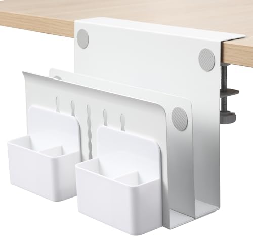 MAXECHO Desk Side Storage, Under Desk Laptop Mount, Table Side Hanging File Organizer, No Drill Clamp On Cable Management Tray, Laptop Holder with Magnetic Pen Holder for Office and Home, Load 22 Lbs by MAXECHO