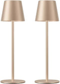 Kakanuo Champagne Gold Cordless Table Lamp Rechargeable - 2 Pack Battery Operated Lamp for Counter, 3 Color Stepless Dimming Wireless Lamp for Dining Kitchen, Outdoor Patio, Touch Control by KakanuoLightings