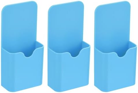 PATIKIL 3pcs Magnetic Pen Marker Holders, 50x27mm Dry Erase Marker Pencil Holder Cup Organizer for Classroom Home Office Refrigerator Whiteboard Locker, Blue, 4x2x1 by PATIKIL