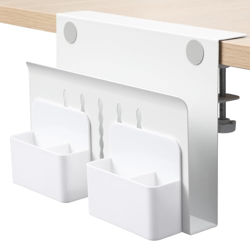MAXECHO Desk Side Storage, Under Desk Laptop Mount, Table Side Hanging File Organizer, No Drill Clamp On Cable Management Tray, Laptop Holder with Magnetic Pen Holder for Office and Home, Load 22 Lbs by MAXECHO