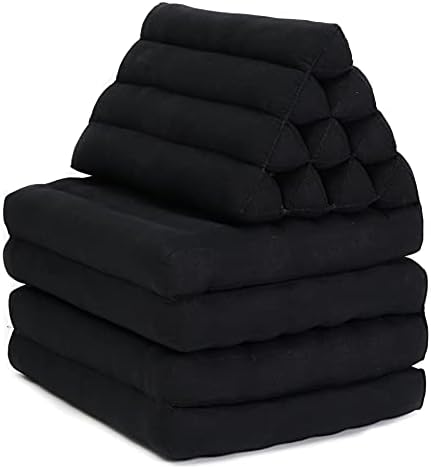 Leewadee Comfortable Japanese Floor Mattress - Thai Floor Bed with Triangle Cushion - Futon Mattress - XL Extra Long Thai Massage Mat, 89 x 20 inches, Black, Kapok Filling - Image 2