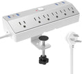 Desk Clamp Power Strip with 40W Fast Charging USB-C, JXGUCAT 10Ft Desk Mount Surge Protector with 6 Outlets 6 USB Ports, Flat Plug Extension Cord Home Office Essentials, Fit 2.48" Tabletop Edge by JXGUCATpowerstrip
