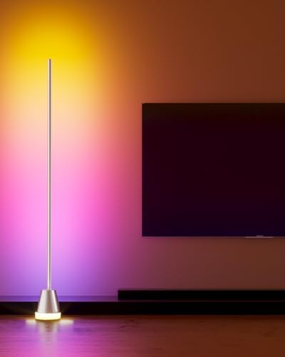 Keepsmile Smart RGB LED Corner Floor Lamp, Bright Standing Lamps for Living Room with APP and Remote,Modern Floor Lamp with Music Sync and 16 Million Colors, Ambient Light for Bedroom Silver - Image 5