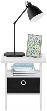 Furinno Andrey Square Side Table, End Table, Night Stand, White/Black - Image 5