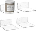 6 Inches Clear Small Wall Shelves, Acrylic Floating Shelf for Small Space, Acrylic Display Ledges for Funko Pop Figures, Home Décor, Plants, Smart Speaker, Digital Clock, 4 Pack by HEXSONHOMA