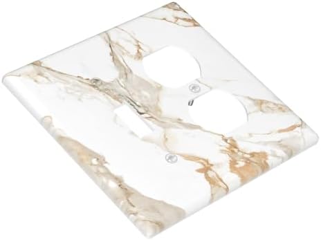 Decorative Outlet Covers Abstract Luxury White Gold Marble 2 Gang Combination 1 Toggle/1 Duplex Light Switch Cover Gfci Wall Plate Electrical Receptacle Switchplate for Bedroom Decor - Image 3
