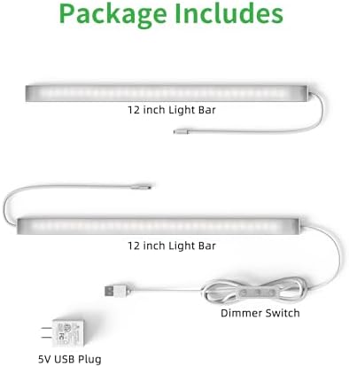 Plug-in Under Cabinet Lighting, Dimmable Under Counter Lights for Kitchen, 2pcs 12 Inch, Natural White 4500K Linkable Wired Closet Light, Indoor USB Led Lights Bar for Desk,Sink,Workbench - Image 7