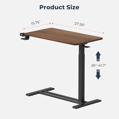 28'' Medical Overbed Bedside Table with Wheels,Rolling Table - Image 3
