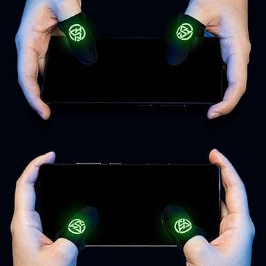 2Pcs Black Game Fingertip Gloves for Sweatproof Anti Slip Finger Sleeve Breathable Gaming Finger Cover Thumb Gloves for Mobile Gaming Grip Pain-Relief Mobile Phone Gaming Finger（5cm×3cm） - Image 2