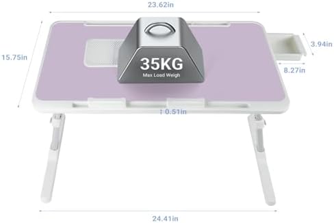 iXTRA Adjustable Laptop Lap Desk with Cooling Fan USB Light for Adults 60x40cm,Purple - Image 2
