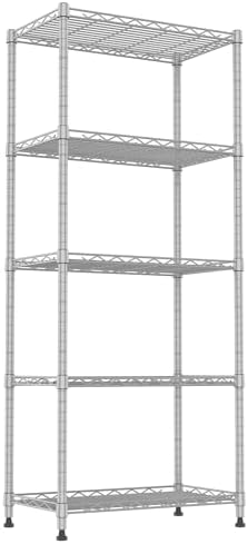 REGILLER 5-Wire Shelving Metal Storage Rack Adjustable Shelves,Standing Storage Shelf Units for Laundry Bathroom Kitchen Pantry Closet(Silver,11.8" D x 21.2" W x 53.5" H) by REGILLER