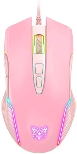 RGB Gaming Mouse Wired, 6400 DPI & 7 Buttons, Pink by Unknown