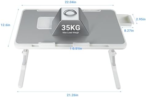 iXTRA Adjustable Laptop Lap Desk with Cooling Fan USB Light for Adults 56x32cm,Grey - Image 5