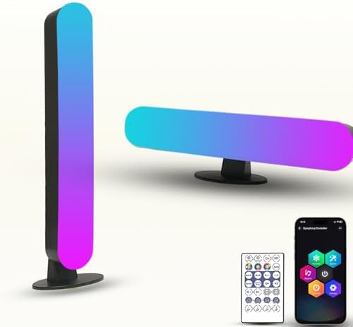 Dual RGB Light Bar, USB Powered LED Ambient Lighting with APP & Remote Control, Smart Mood Light Bar with Music Sync for Gaming Desk, TV Backlight, Streaming Setup, Bedroom Decor by Unknown