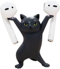 ATHAND Cute Stuff Home Decor Fun Kitty Decoration for Desk Shelf Magnetic Dance Cat Airpod Holder Headphone Earbuds Holder for Apple AirPods 1& 2 3 Pro, Unique Birthday Bday Gifts Ideas (Black) by ATHAND